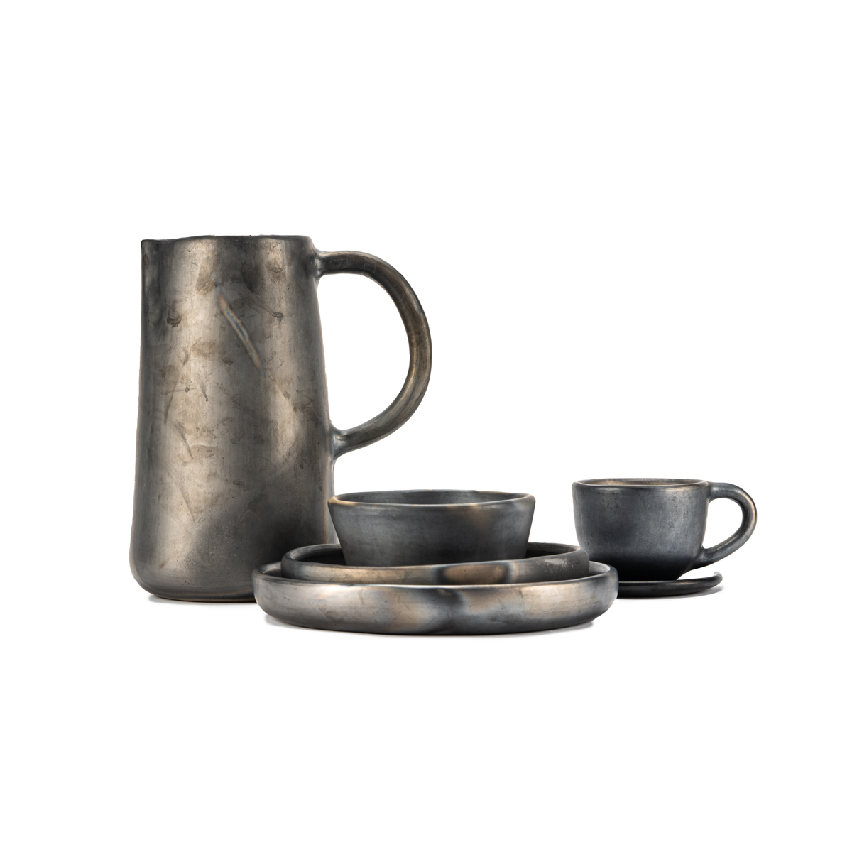 Amando Handcrafted Black Clay Water Pitcher