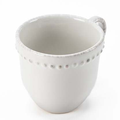 Estanzuela White Handpainted Pottery Coffee Mugs (Set of 2)