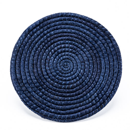 Merida Handwoven Henequen Round Placement in Blue(Set of 2 )
