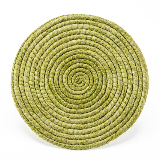 Merida handwoven Henequen Round Placement in Green (Set of 3 )